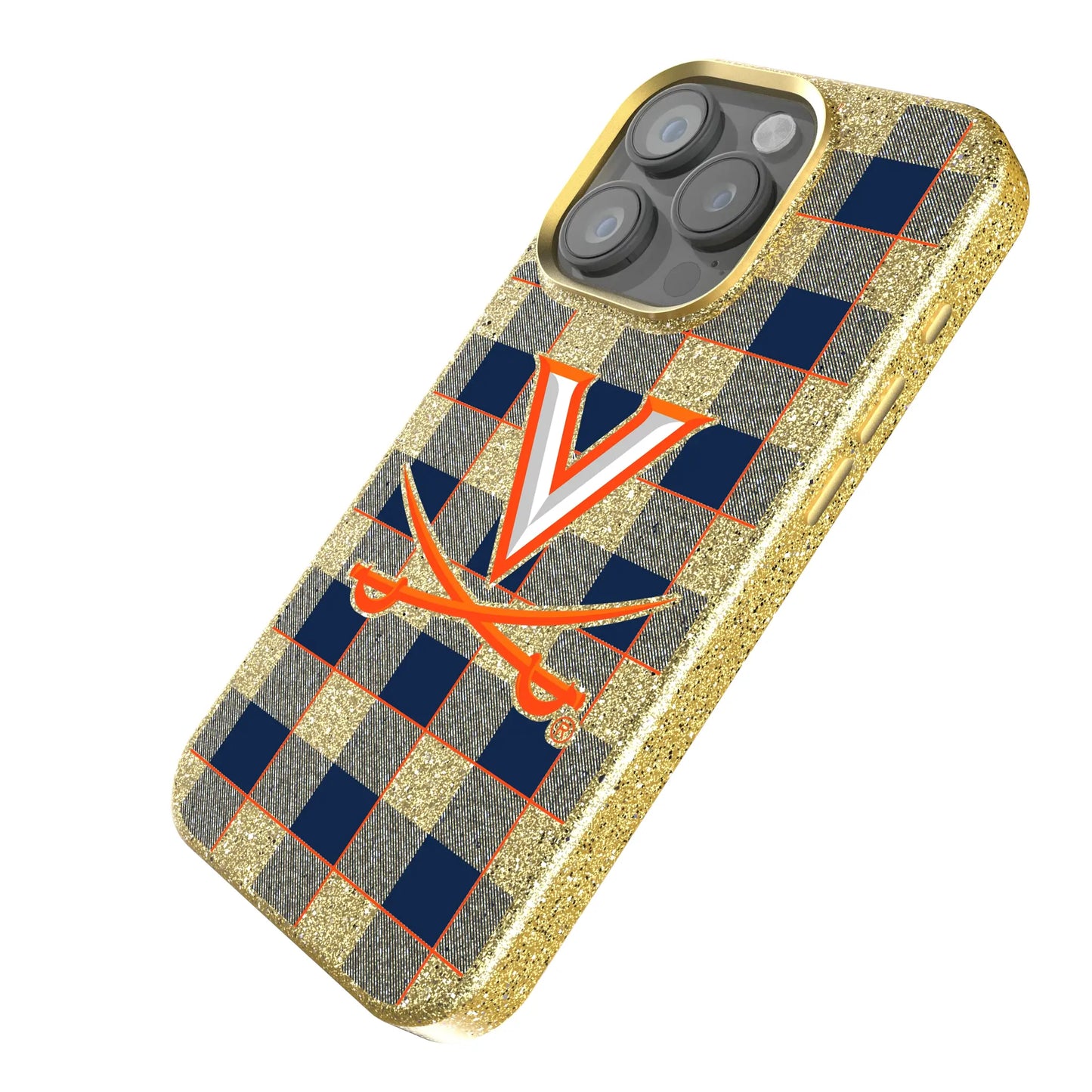 University of Virginia Cavaliers Plaid Bling Phone Case for Apple iPhone