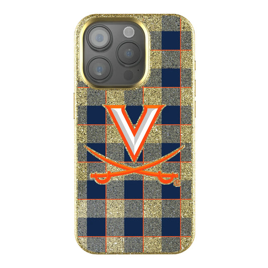 University of Virginia Cavaliers Plaid Bling Phone Case for Apple iPhone