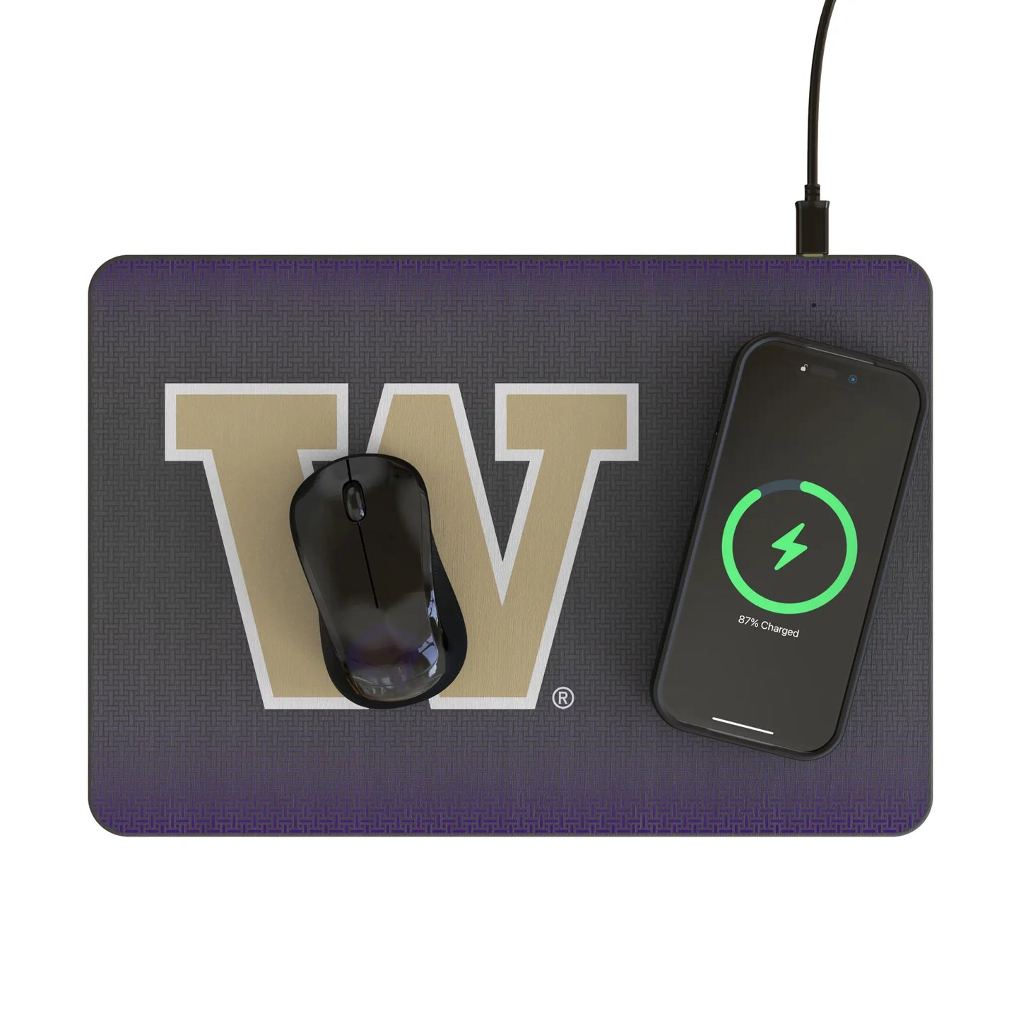 University of Washington Huskies Linen 15-Watt Wireless Charger and Mouse Pad