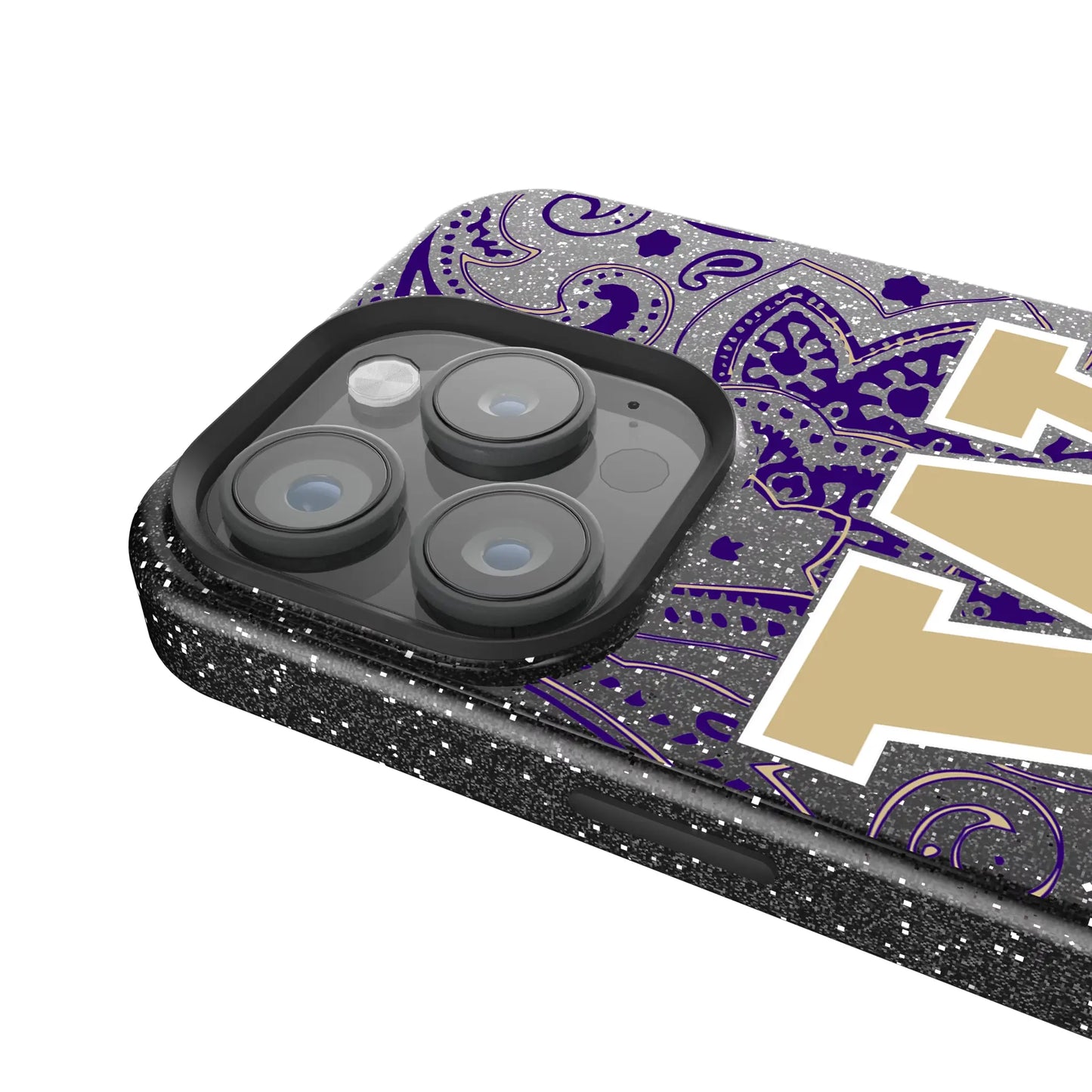 University of Washington Huskies Paisley Black Bling Phone Case for Apple iPhone