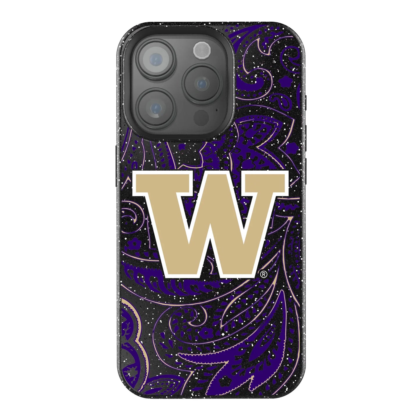 University of Washington Huskies Paisley Black Bling Phone Case for Apple iPhone
