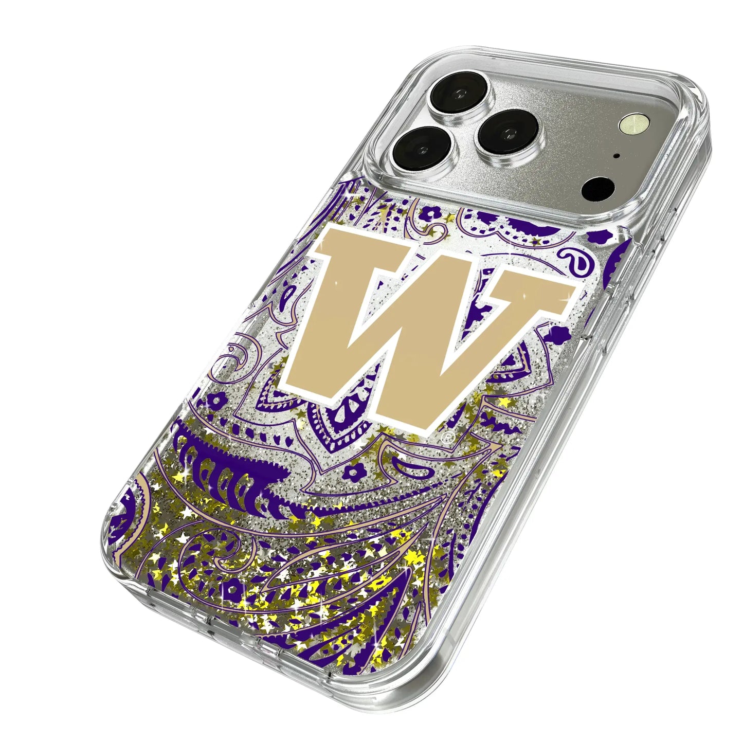 University of Washington Huskies Paisley Glitter Phone Case for Apple iPhone