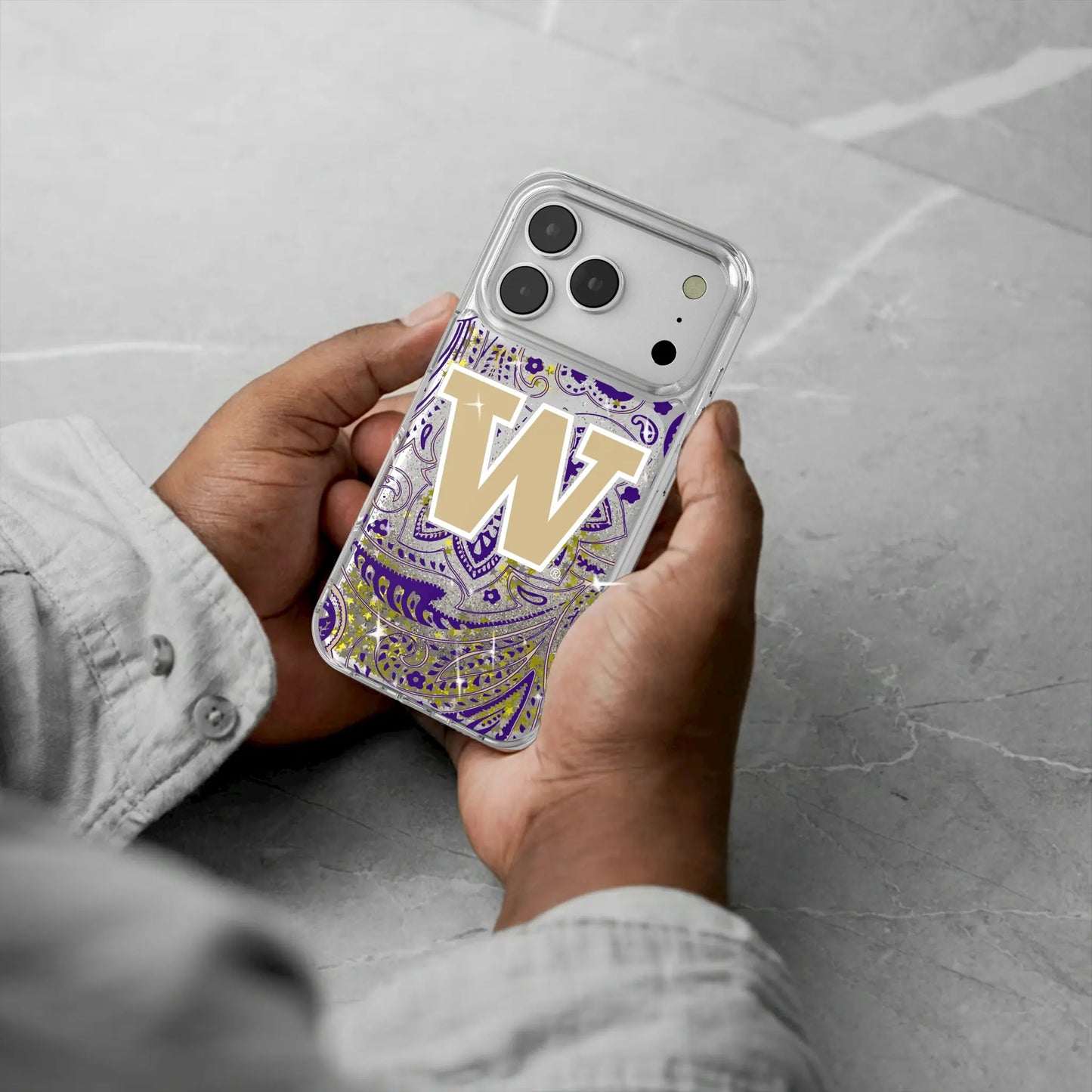 University of Washington Huskies Paisley Glitter Phone Case for Apple iPhone