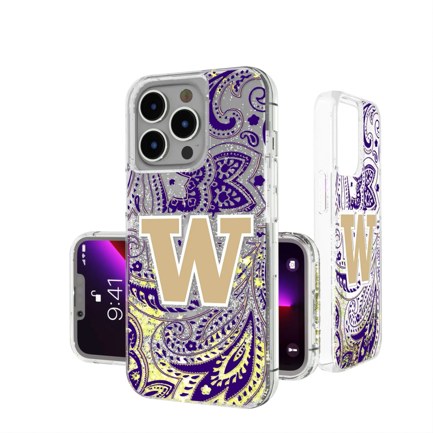 University of Washington Huskies Paisley Glitter Phone Case for Apple iPhone