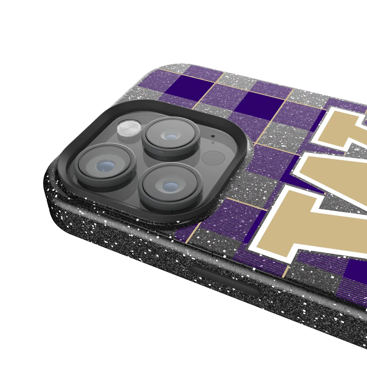University of Washington Huskies Plaid Black Bling Phone Case for Apple iPhone