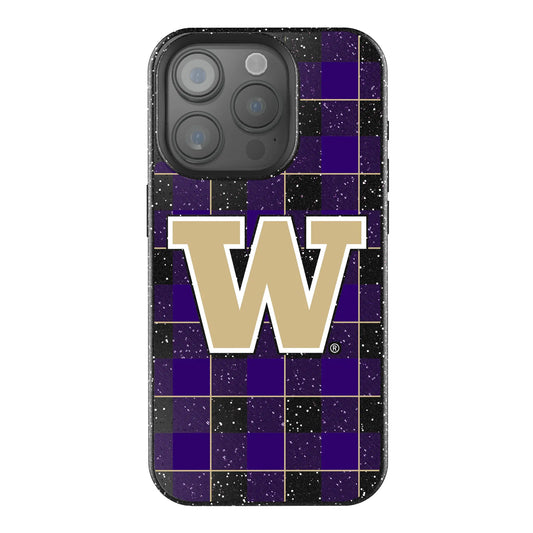 University of Washington Huskies Plaid Black Bling Phone Case for Apple iPhone