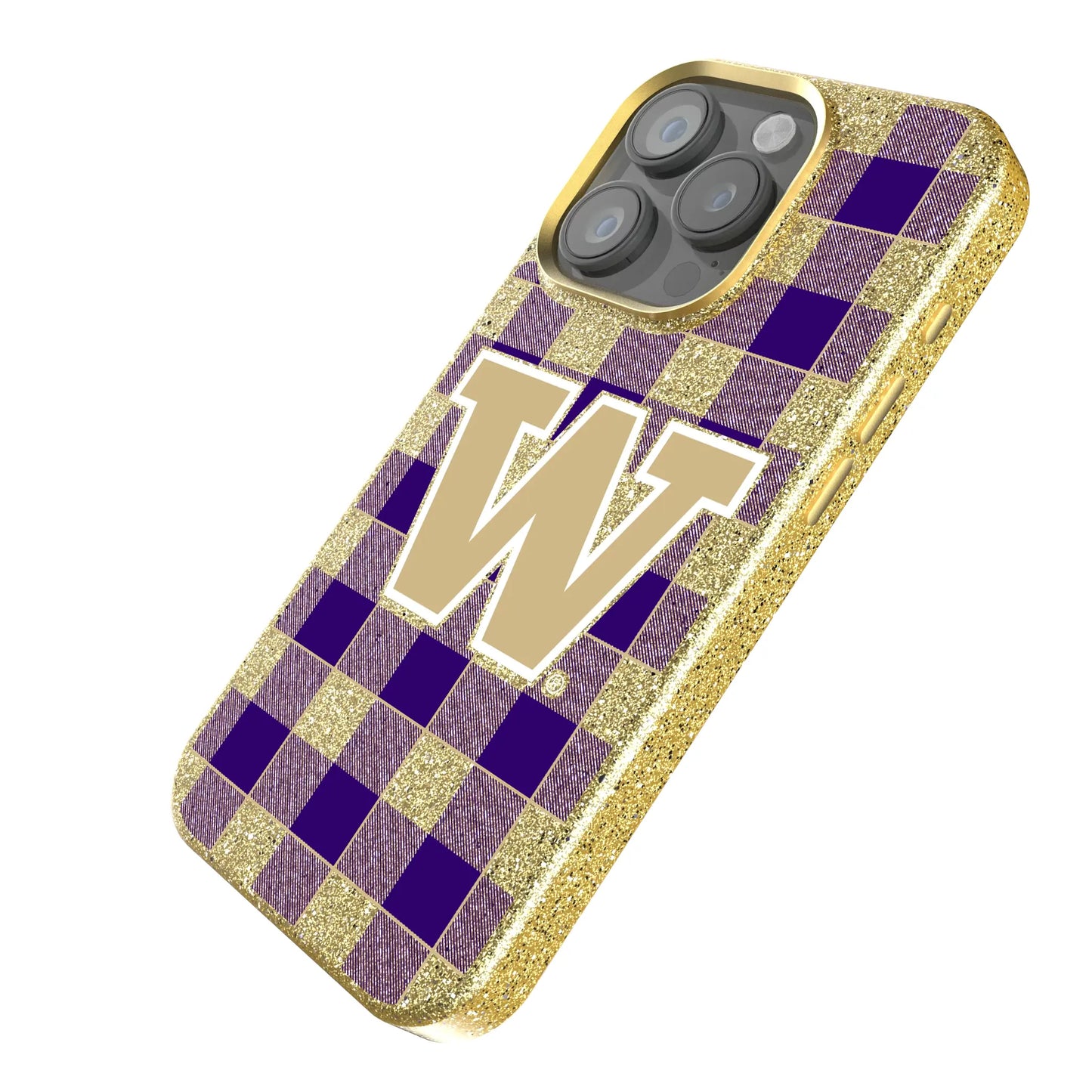 University of Washington Huskies Plaid Bling Phone Case for Apple iPhone