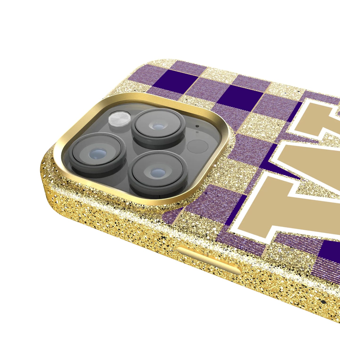 University of Washington Huskies Plaid Bling Phone Case for Apple iPhone
