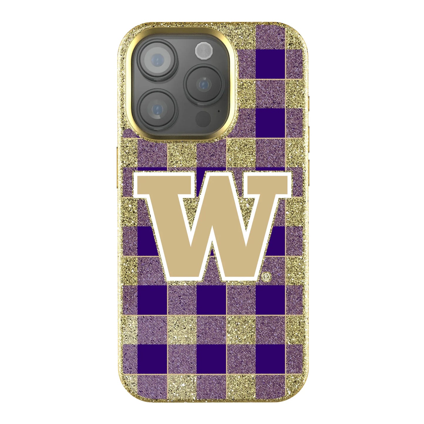 University of Washington Huskies Plaid Bling Phone Case for Apple iPhone