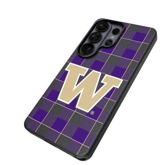 University of Washington Huskies Plaid MagSafe Compatible Phone Case for Samsung Galaxy