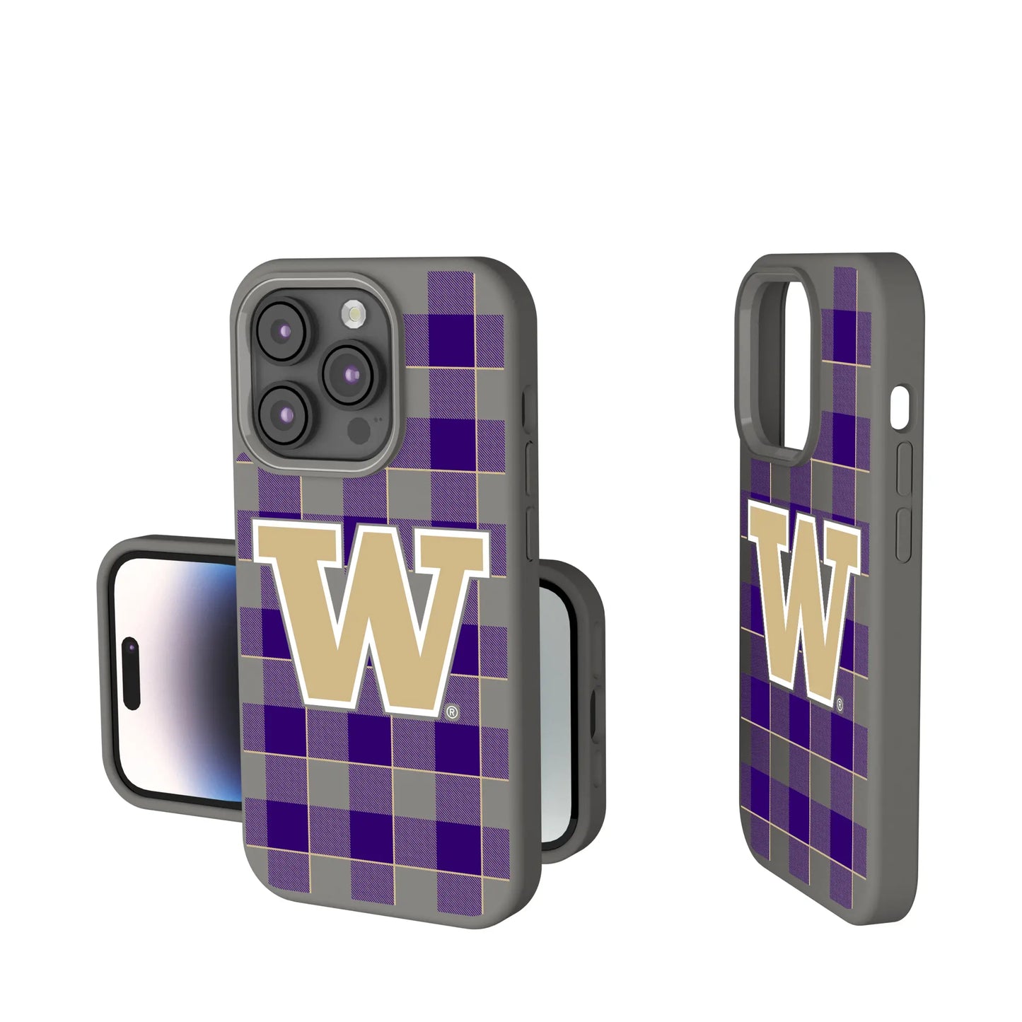 University of Washington Huskies Plaid Soft Touch Phone Case for Apple iPhone