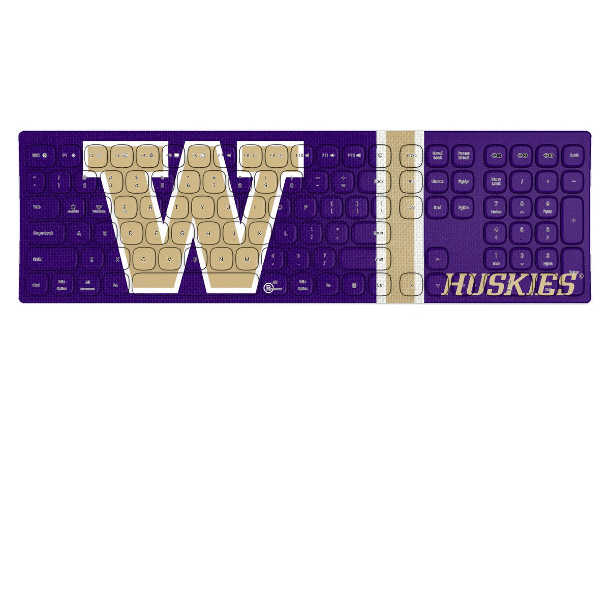 University of Washington Huskies Stripe Curved Wireless Keyboard