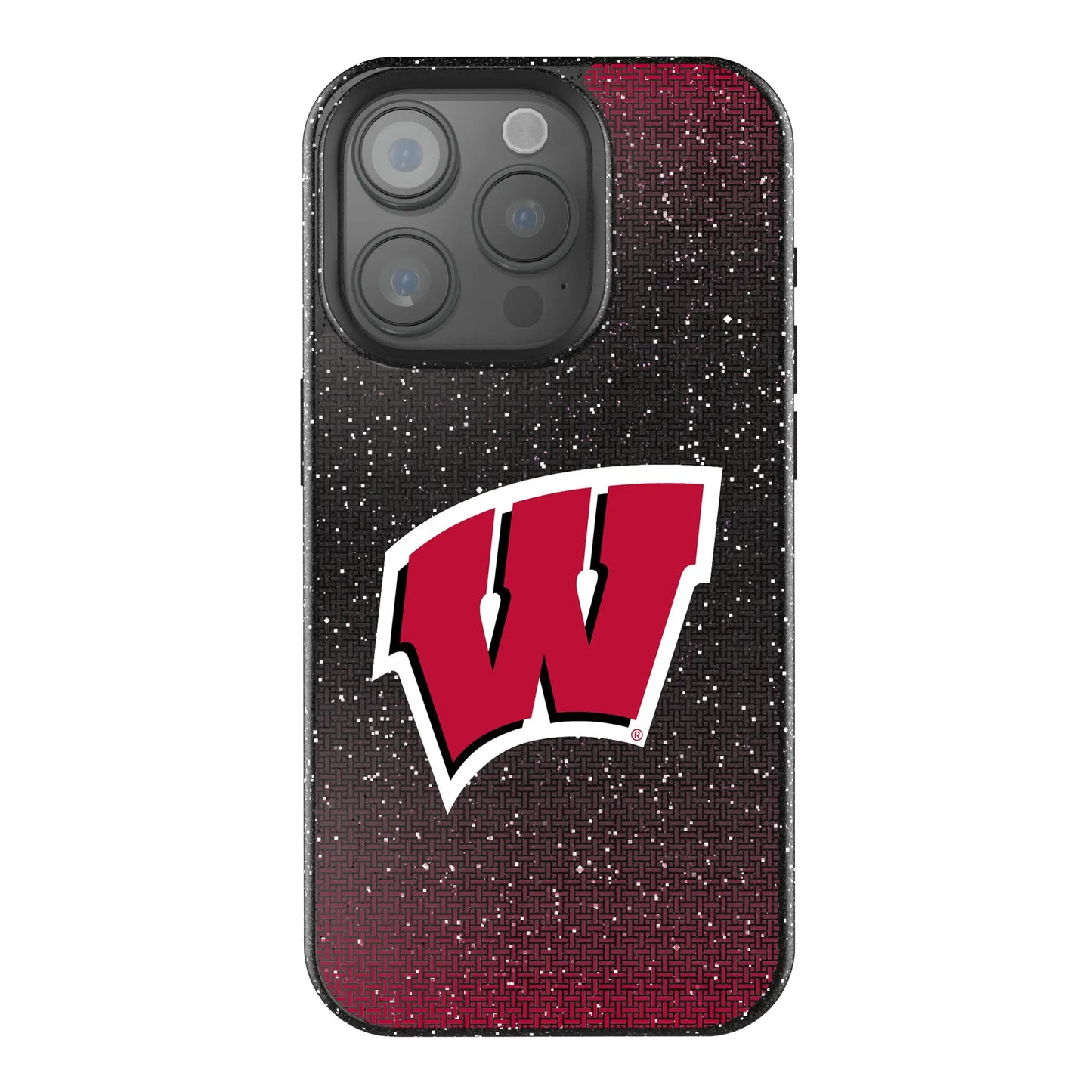 University of Wisconsin Badgers Linen Black Bling Phone Case for Apple iPhone