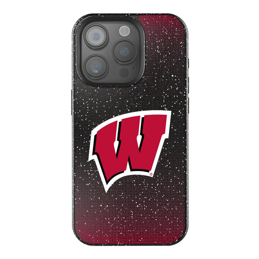 University of Wisconsin Badgers Linen Black Bling Phone Case for Apple iPhone