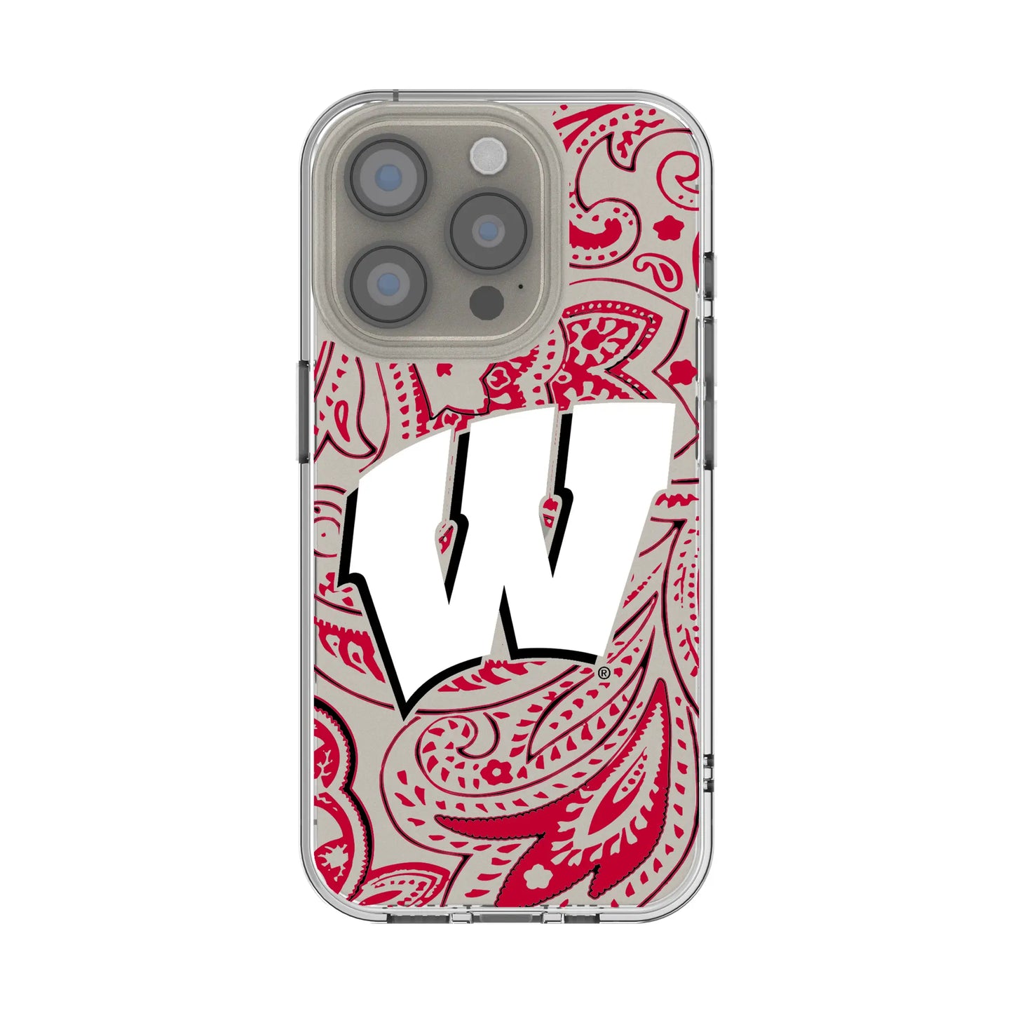 University of Wisconsin Badgers Paisley Clear Phone Case for Apple iPhone