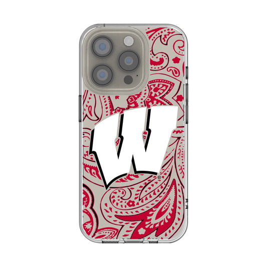 University of Wisconsin Badgers Paisley Clear Phone Case for Apple iPhone