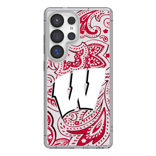 University of Wisconsin Badgers Paisley Clear Phone Case for Samsung Galaxy