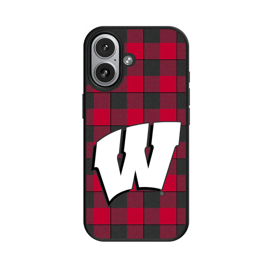 University of Wisconsin Badgers Plaid MagSafe Compatible Phone Case for Apple iPhone