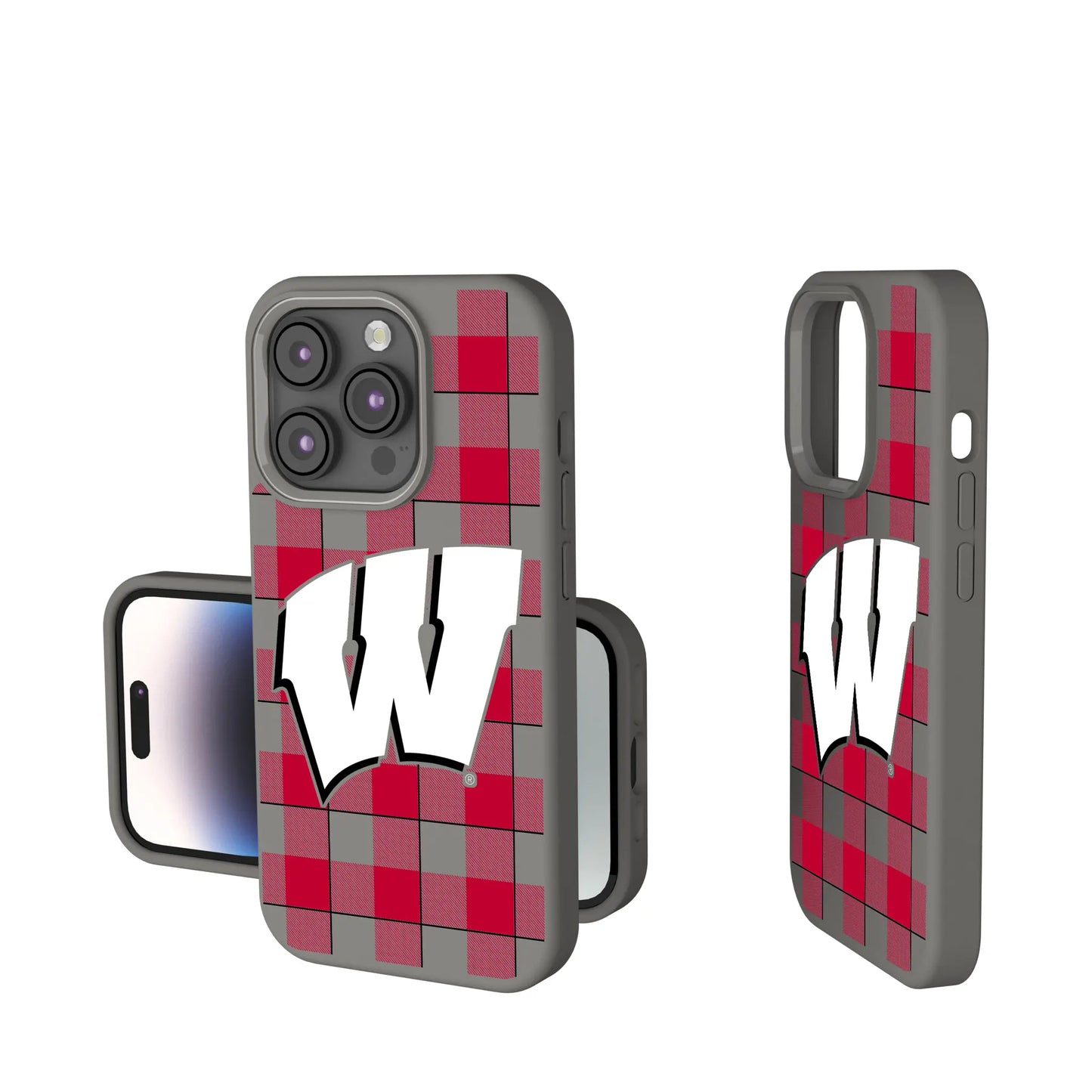 University of Wisconsin Badgers Plaid Soft Touch Phone Case for Apple iPhone