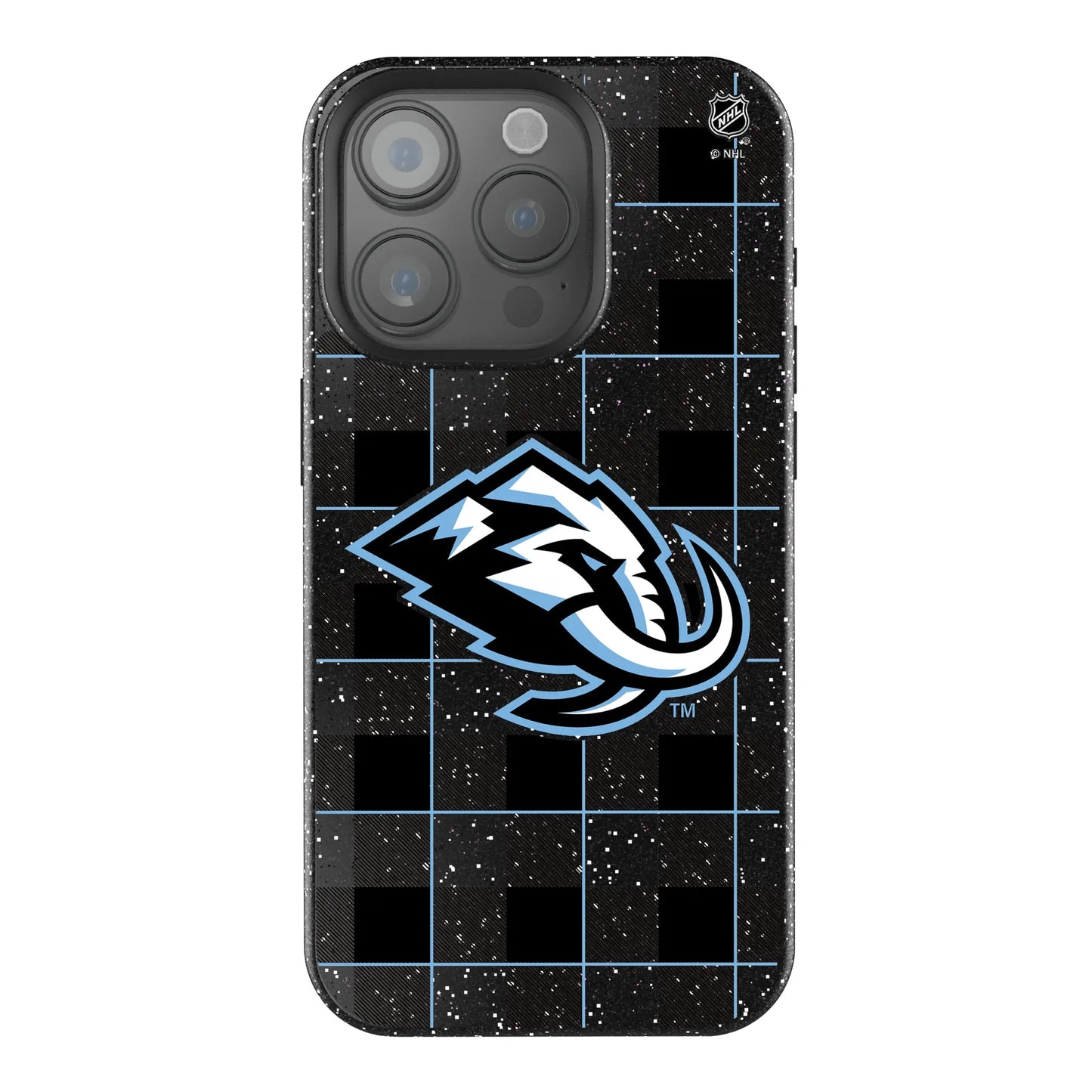 Utah Mammoth Plaid Black Bling Phone Case for Apple iPhone