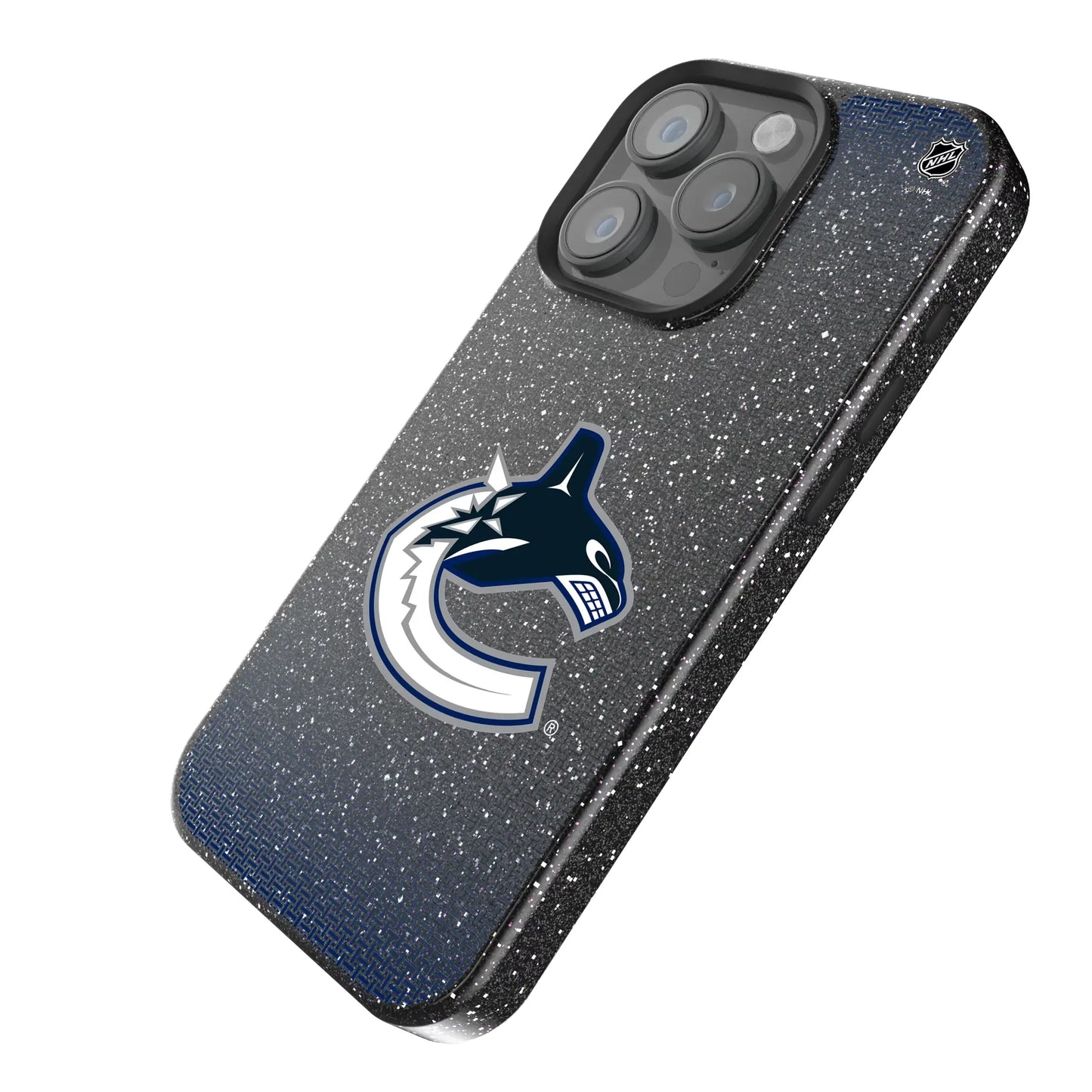 Vancouver Canucks Linen Black Bling Phone Case for Apple iPhone
