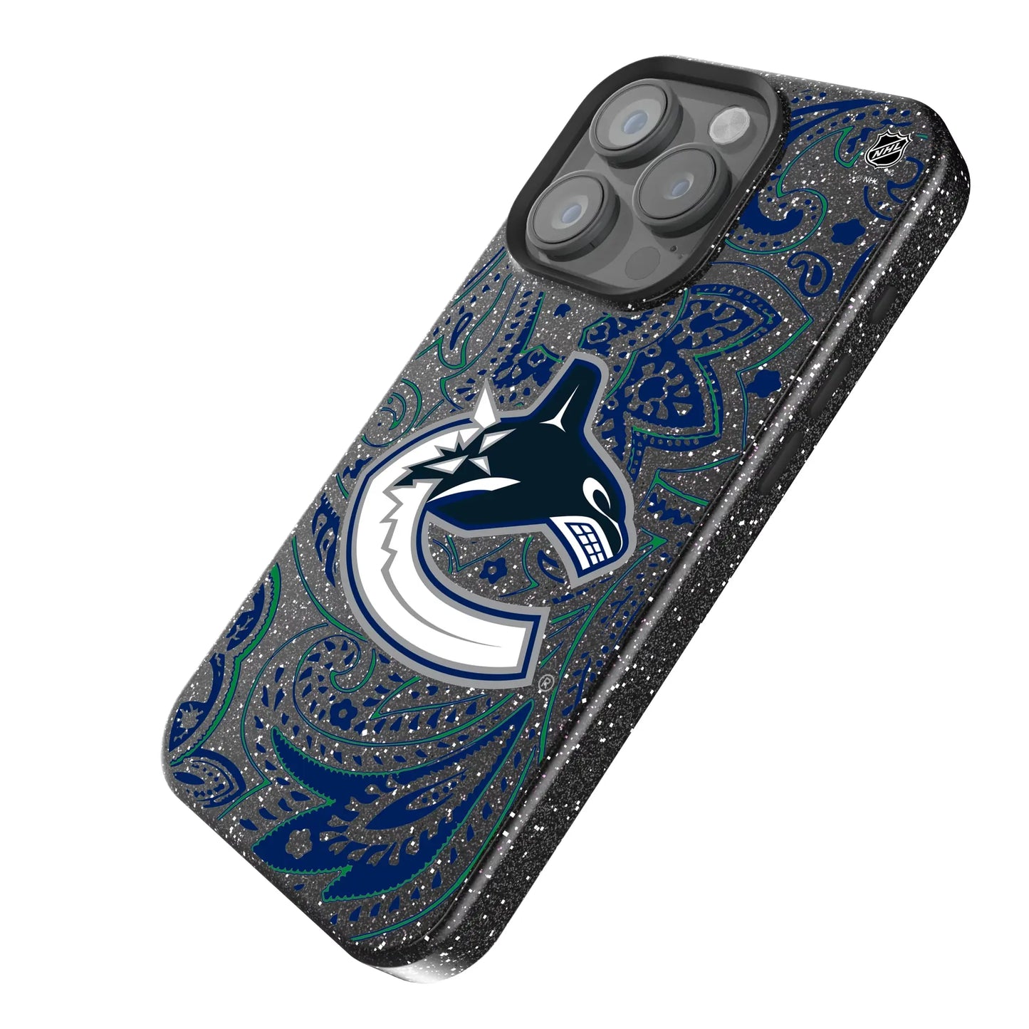 Vancouver Canucks Paisley Black Bling Phone Case for Apple iPhone