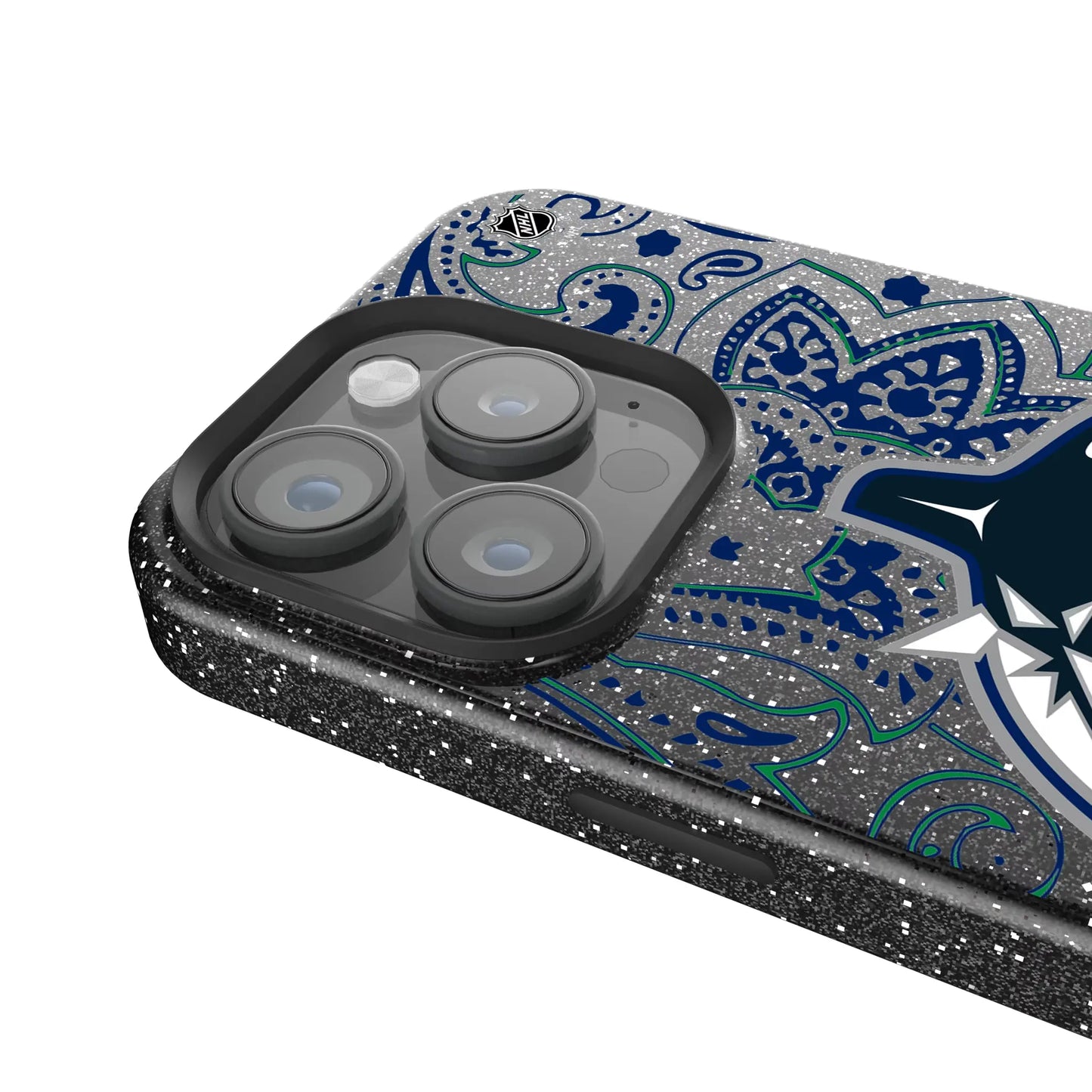 Vancouver Canucks Paisley Black Bling Phone Case for Apple iPhone