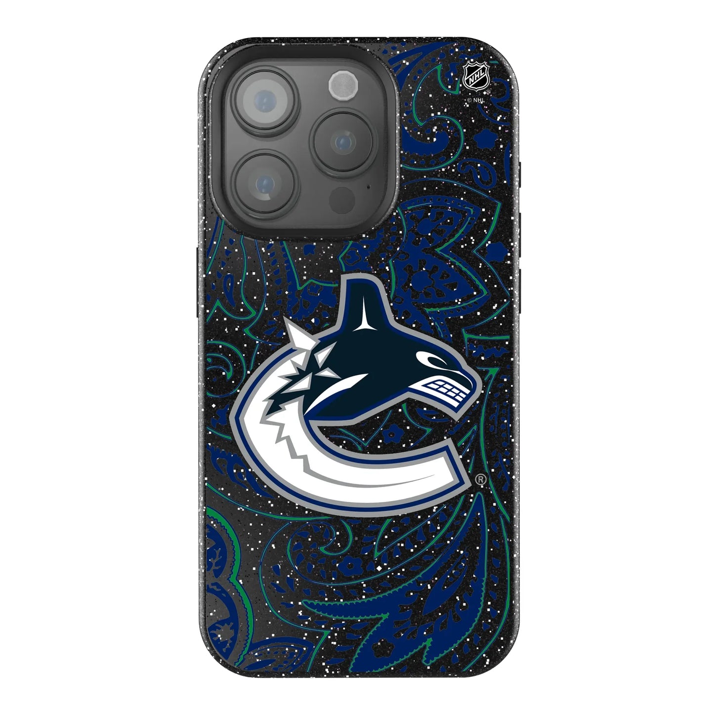 Vancouver Canucks Paisley Black Bling Phone Case for Apple iPhone