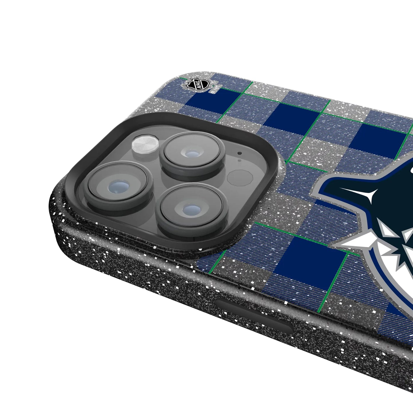Vancouver Canucks Plaid Black Bling Phone Case for Apple iPhone