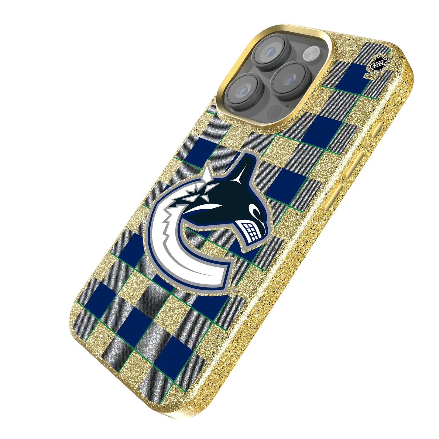 Vancouver Canucks Plaid Bling Phone Case for Apple iPhone