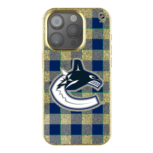Vancouver Canucks Plaid Bling Phone Case for Apple iPhone