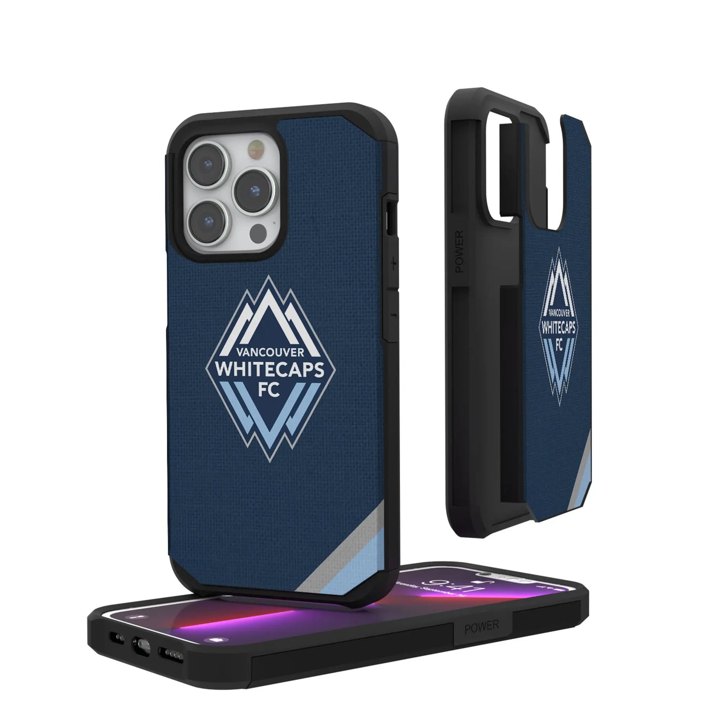 Vancouver Whitecaps Diagonal Stripe Rugged Phone Case for Apple iPhone