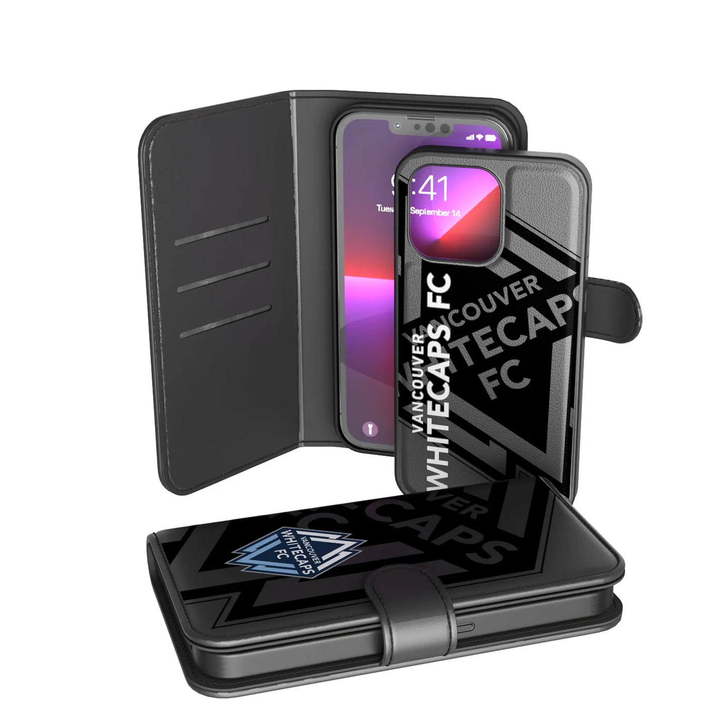 Vancouver Whitecaps Monocolor Tilt Wallet Phone Case for Apple iPhone