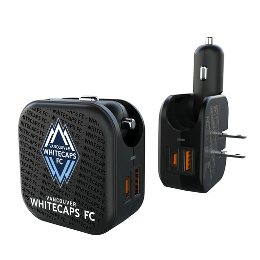 Vancouver Whitecaps Text Backdrop 2 in 1 USB A/C Charger