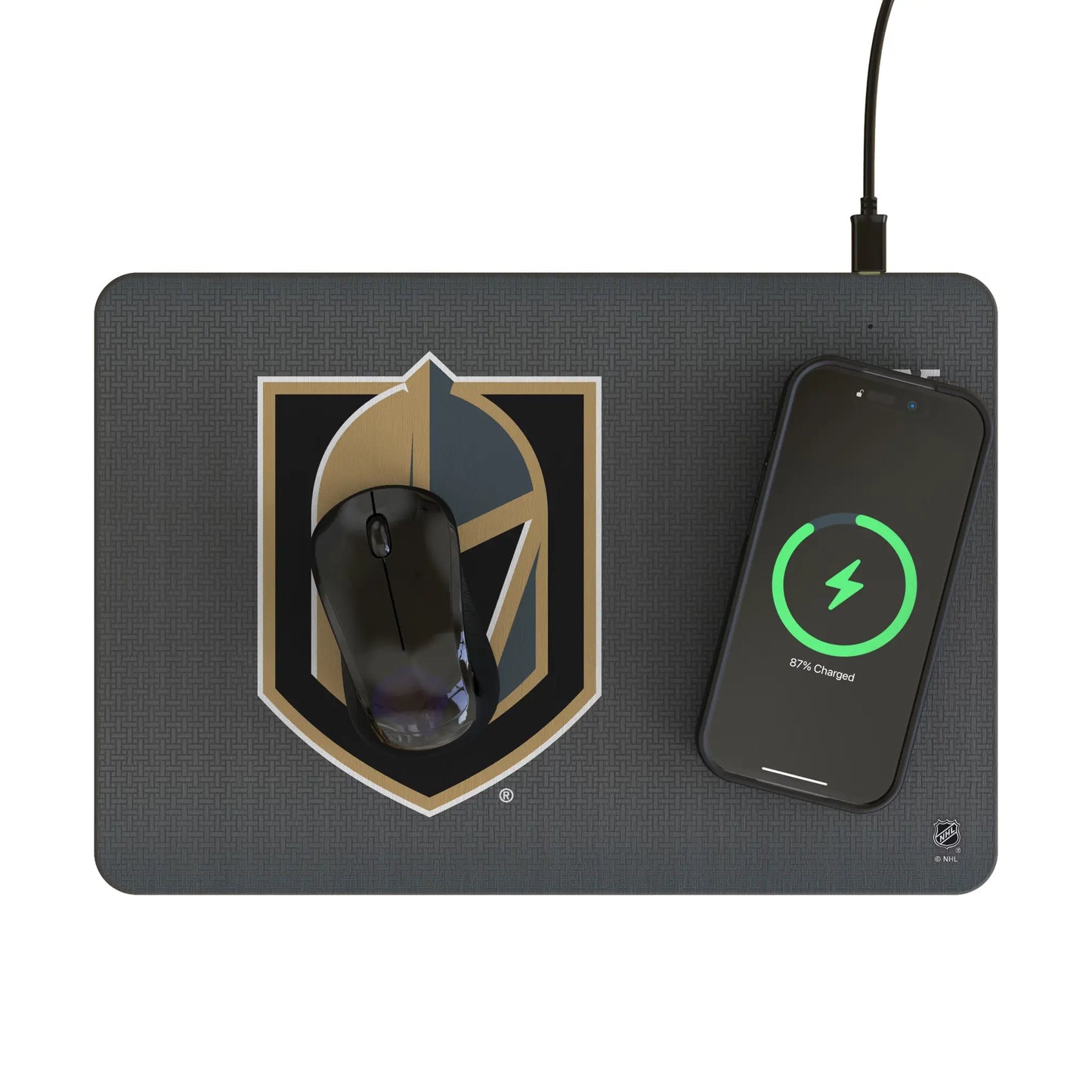 Vegas Golden Knights Linen 15-Watt Wireless Charger and Mouse Pad