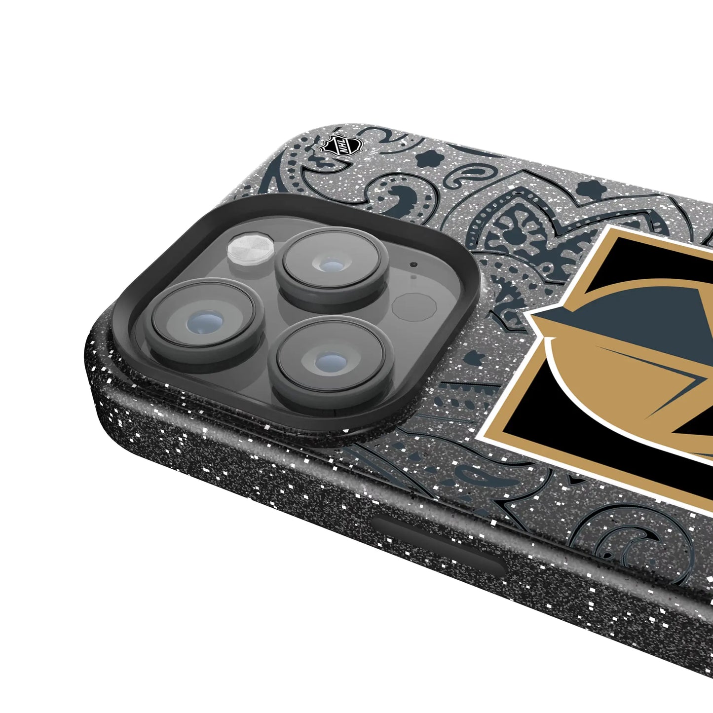 Vegas Golden Knights Paisley Black Bling Phone Case for Apple iPhone