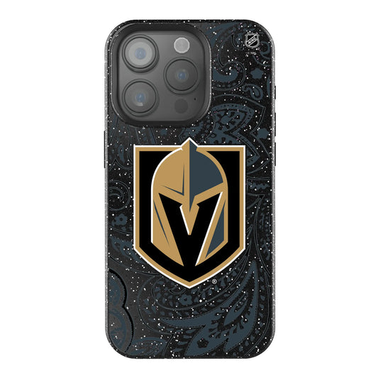 Vegas Golden Knights Paisley Black Bling Phone Case for Apple iPhone