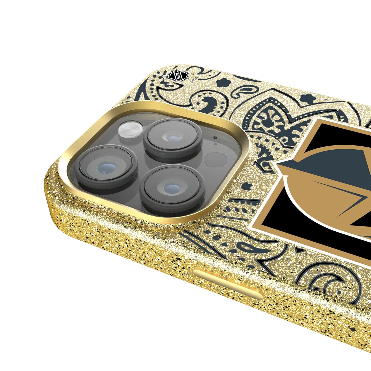 Vegas Golden Knights Paisley Bling Phone Case for Apple iPhone
