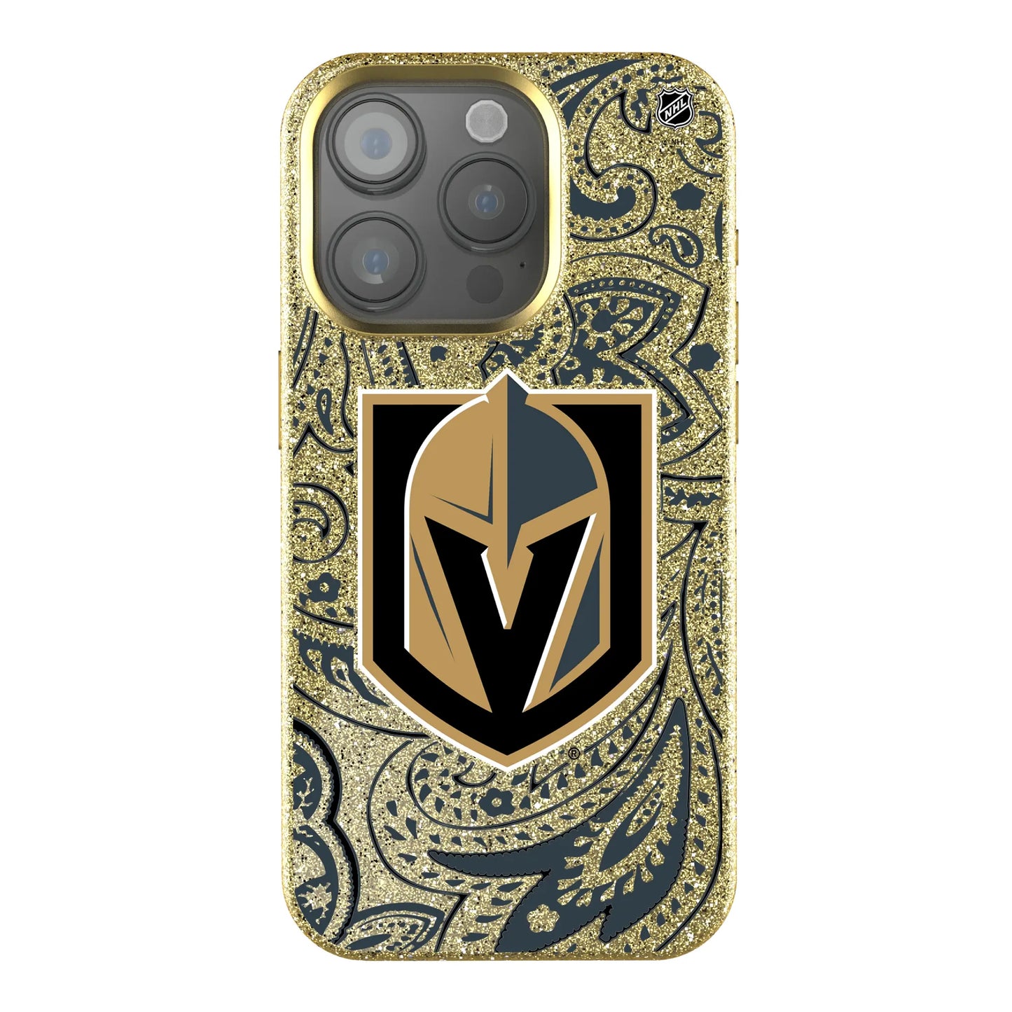 Vegas Golden Knights Paisley Bling Phone Case for Apple iPhone