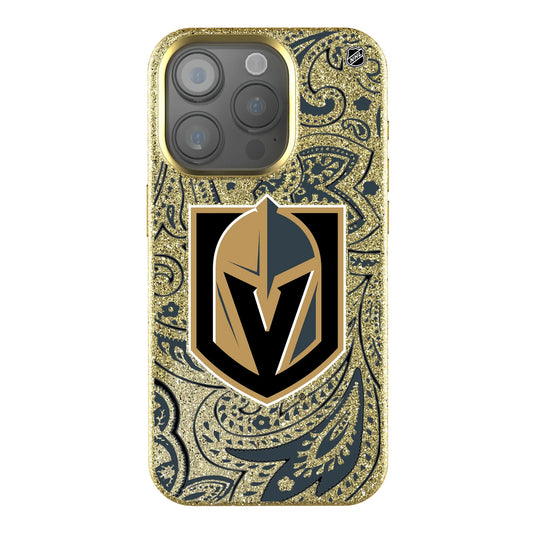Vegas Golden Knights Paisley Bling Phone Case for Apple iPhone