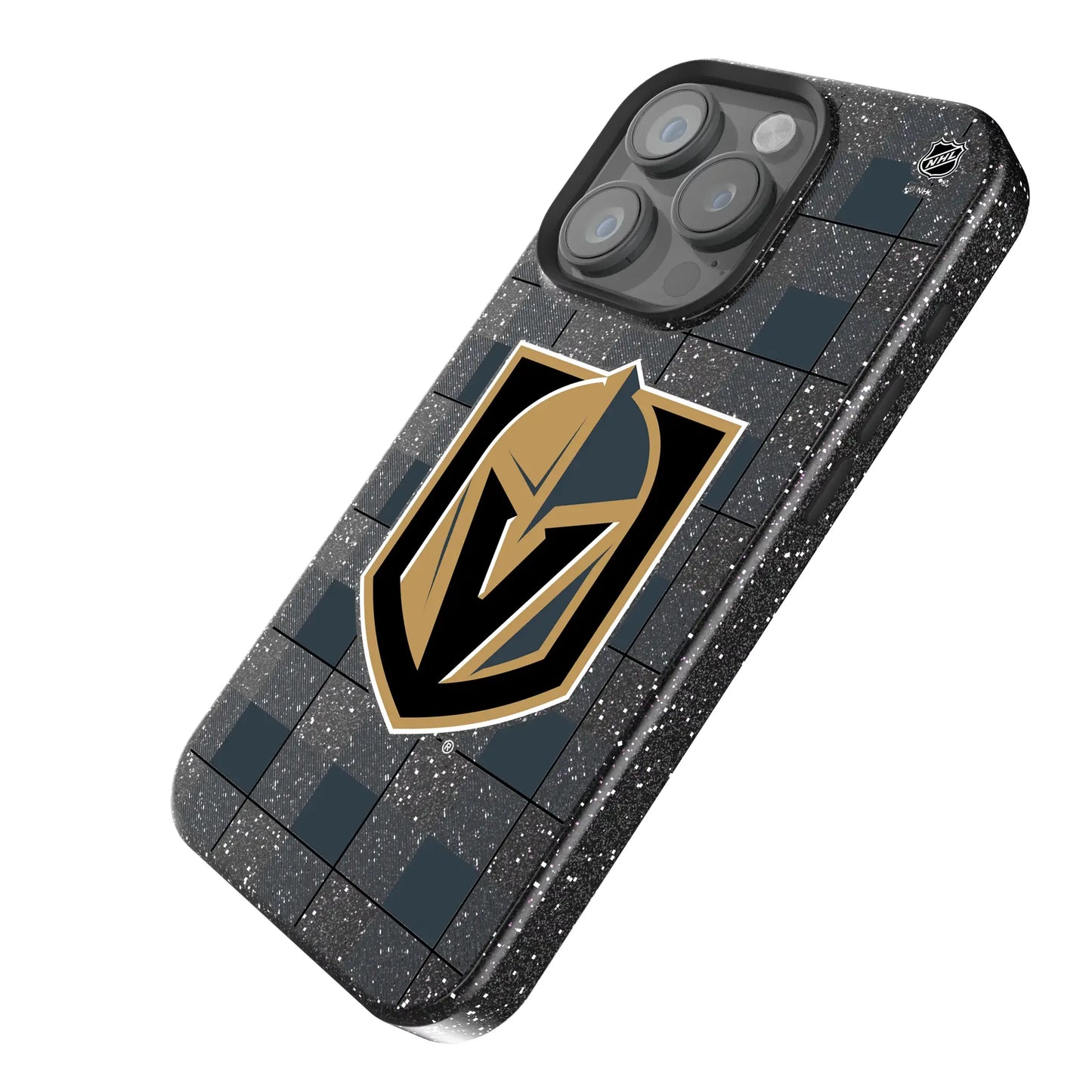 Vegas Golden Knights Plaid Black Bling Phone Case for Apple iPhone