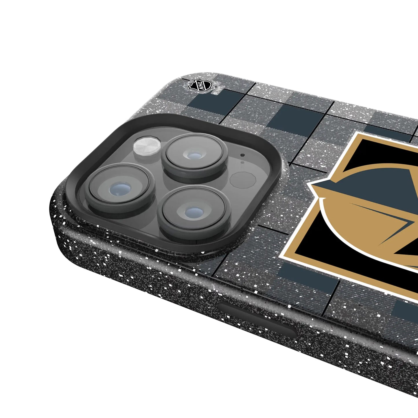 Vegas Golden Knights Plaid Black Bling Phone Case for Apple iPhone