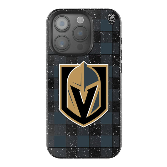 Vegas Golden Knights Plaid Black Bling Phone Case for Apple iPhone