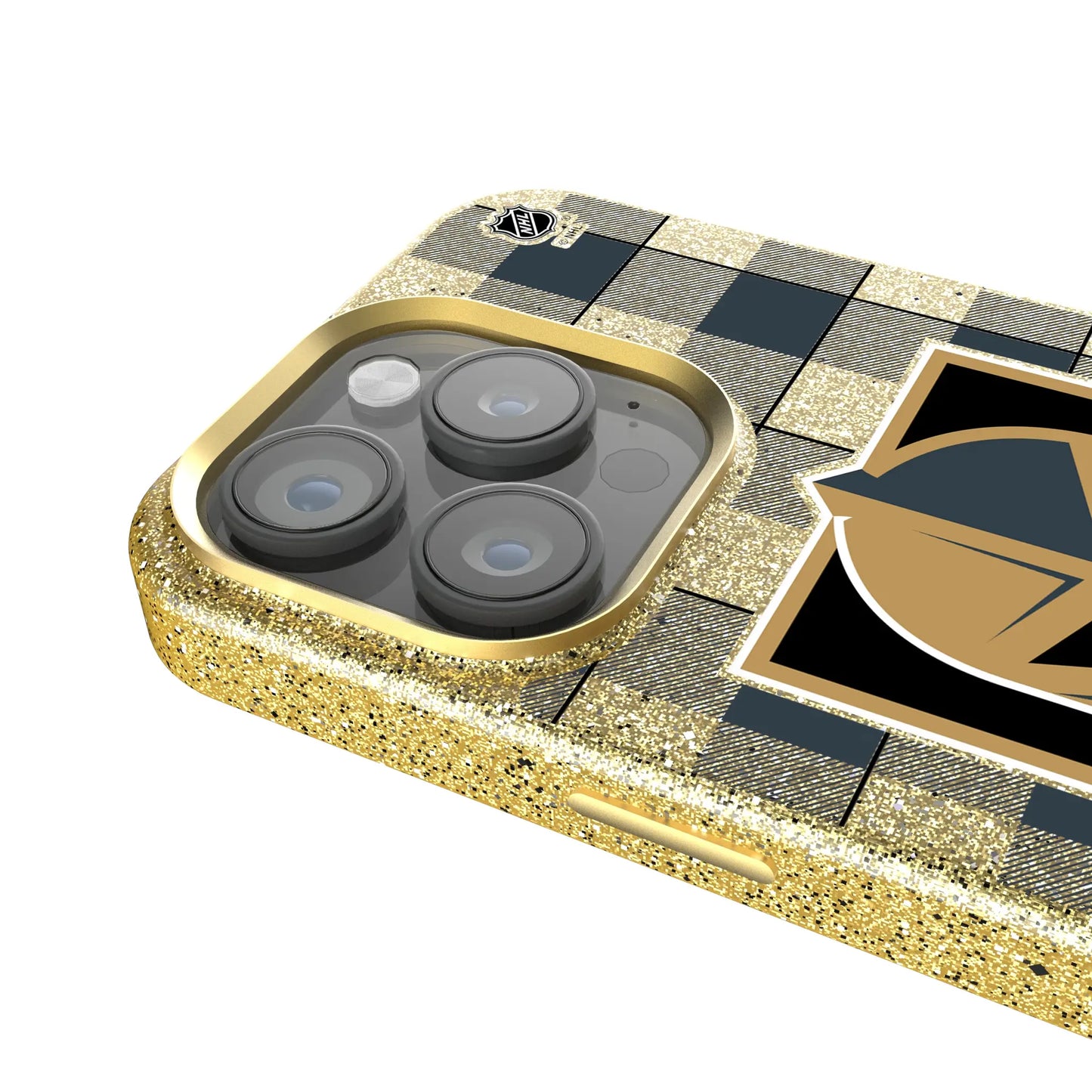 Vegas Golden Knights Plaid Bling Phone Case for Apple iPhone