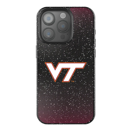 Virginia Tech Hokies Linen Black Bling Phone Case for Apple iPhone