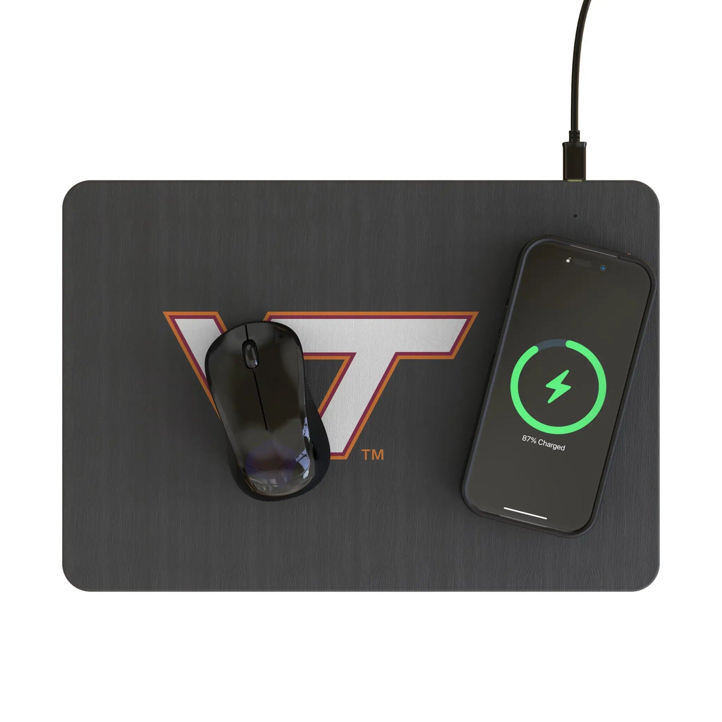 Virginia Tech Hokies Monocolor Tilt 15-Watt Wireless Charger and Mouse Pad