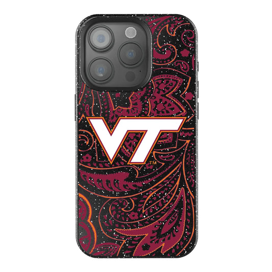Virginia Tech Hokies Paisley Black Bling Phone Case for Apple iPhone