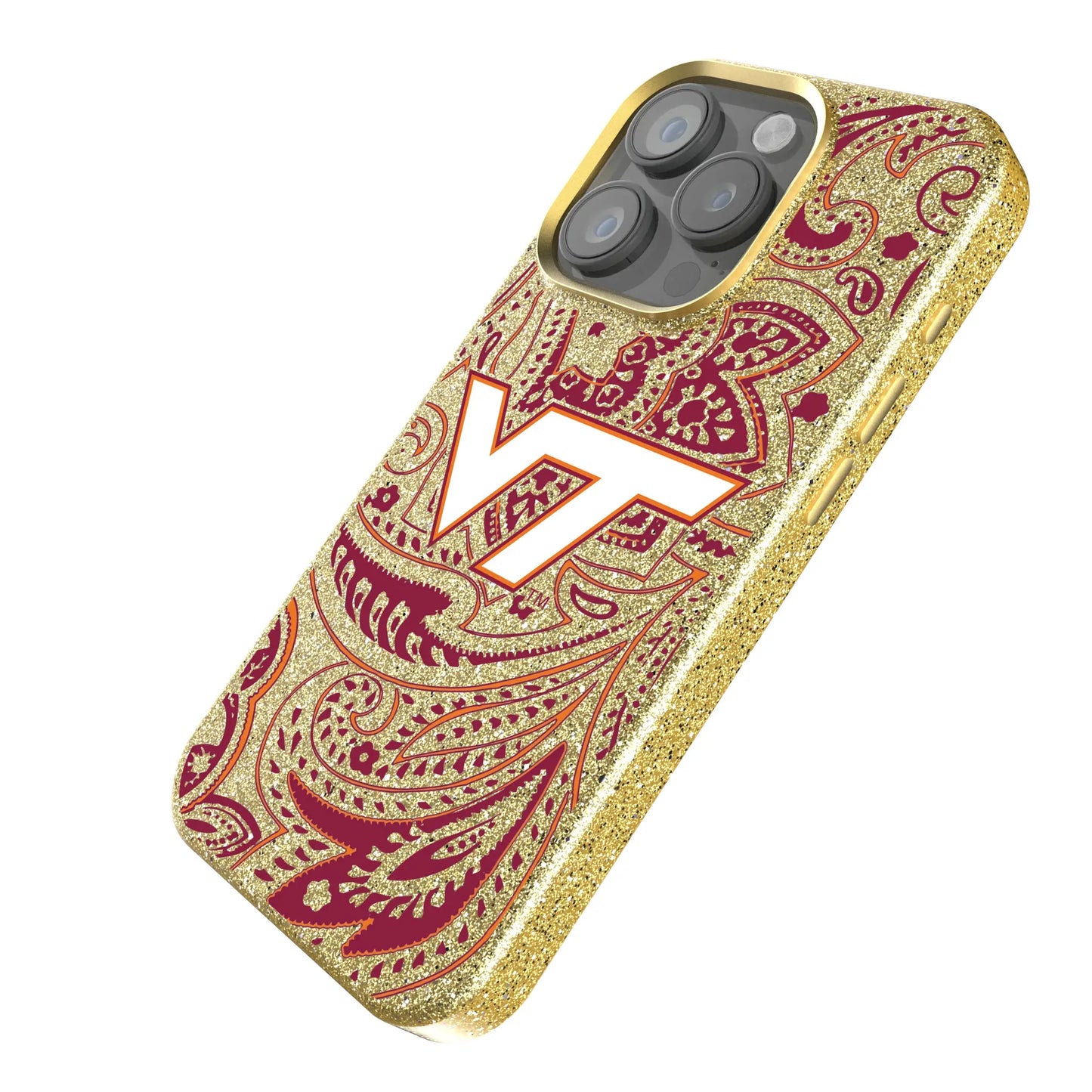 Virginia Tech Hokies Paisley Bling Phone Case for Apple iPhone