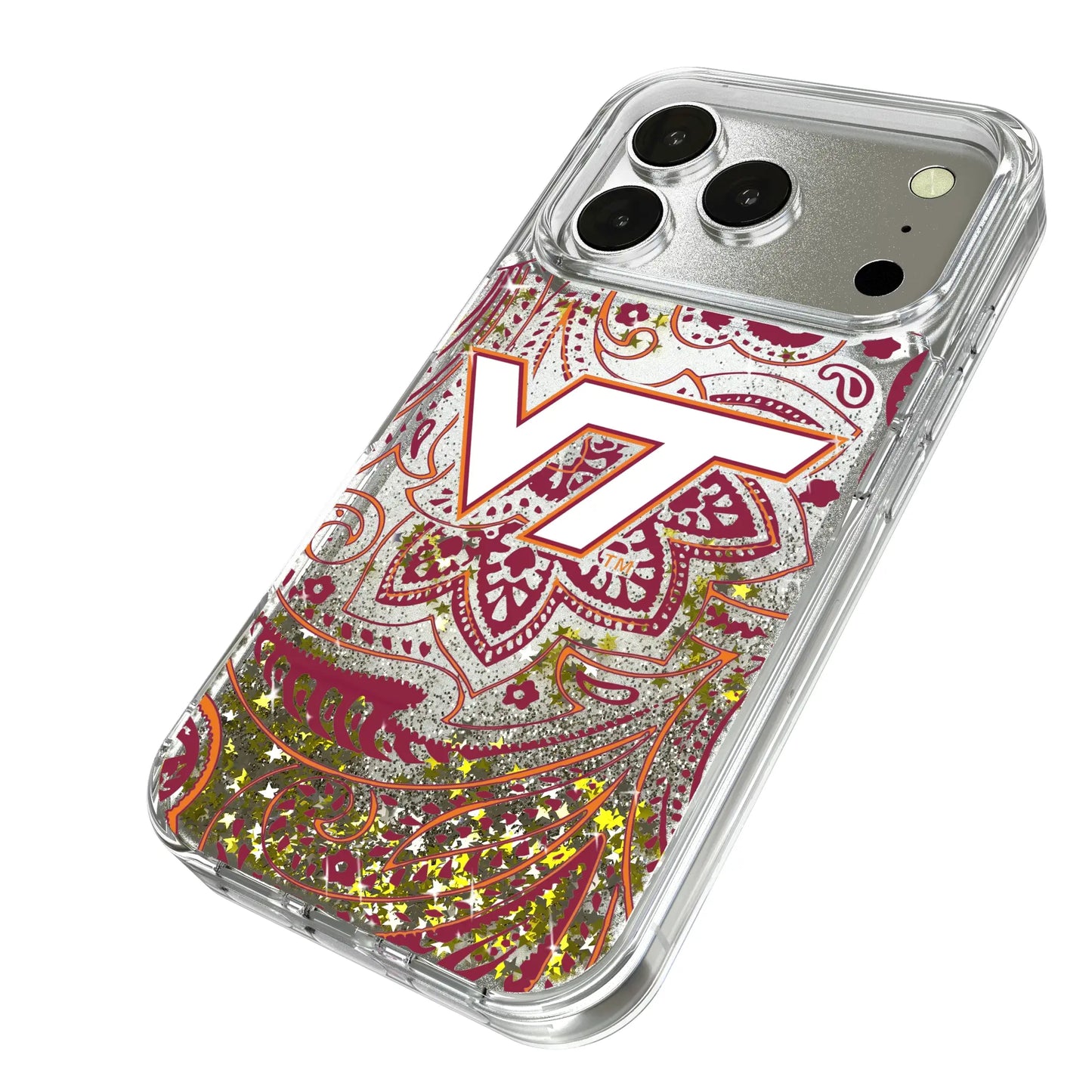 Virginia Tech Hokies Paisley Glitter Phone Case for Apple iPhone