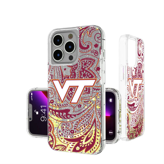 Virginia Tech Hokies Paisley Glitter Phone Case for Apple iPhone